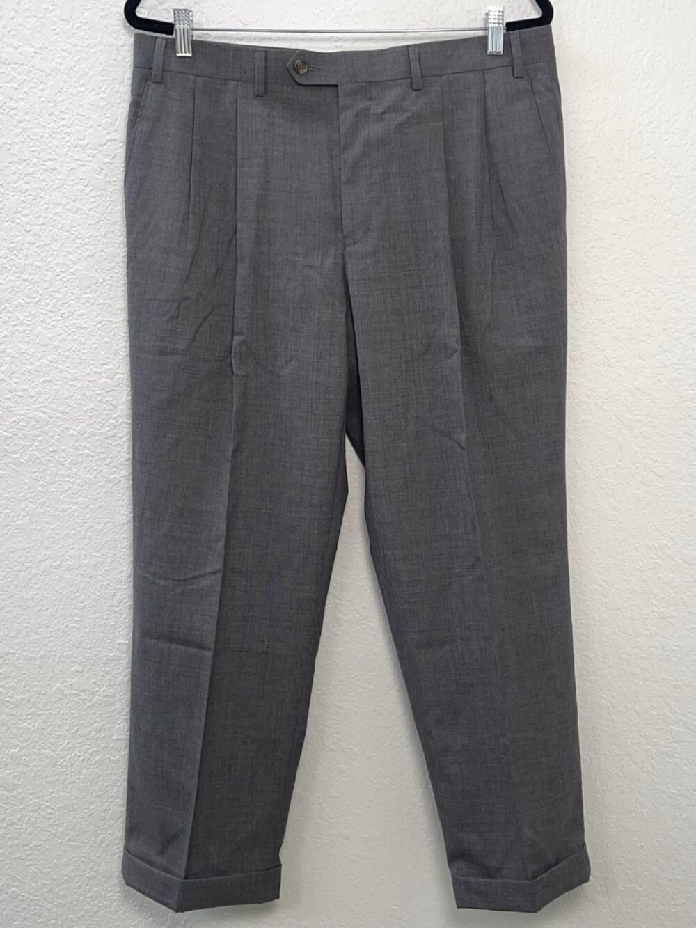 LAUREN Ralph Lauren Mens 36x29 Super 100s Gray 100% Wool Pleated DRESS PANTS EUC